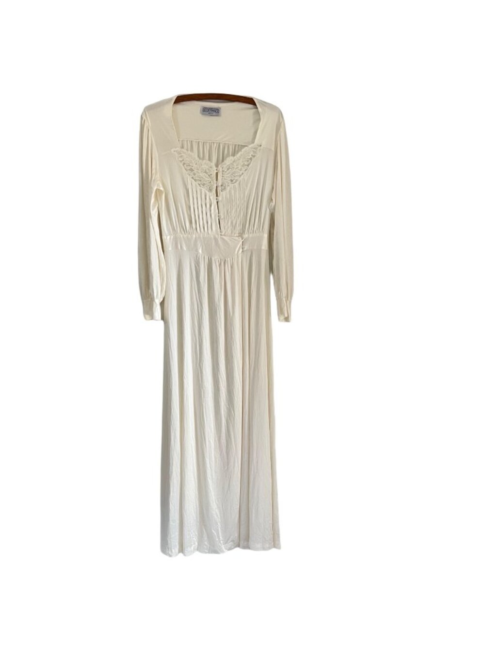Vintage Rosa Puleo Szule Lily Of France Ivory Long Sleeve Long Nightgown Size M